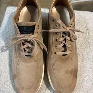 Hogan Tan Suede Sneakers with Lace-Up Design